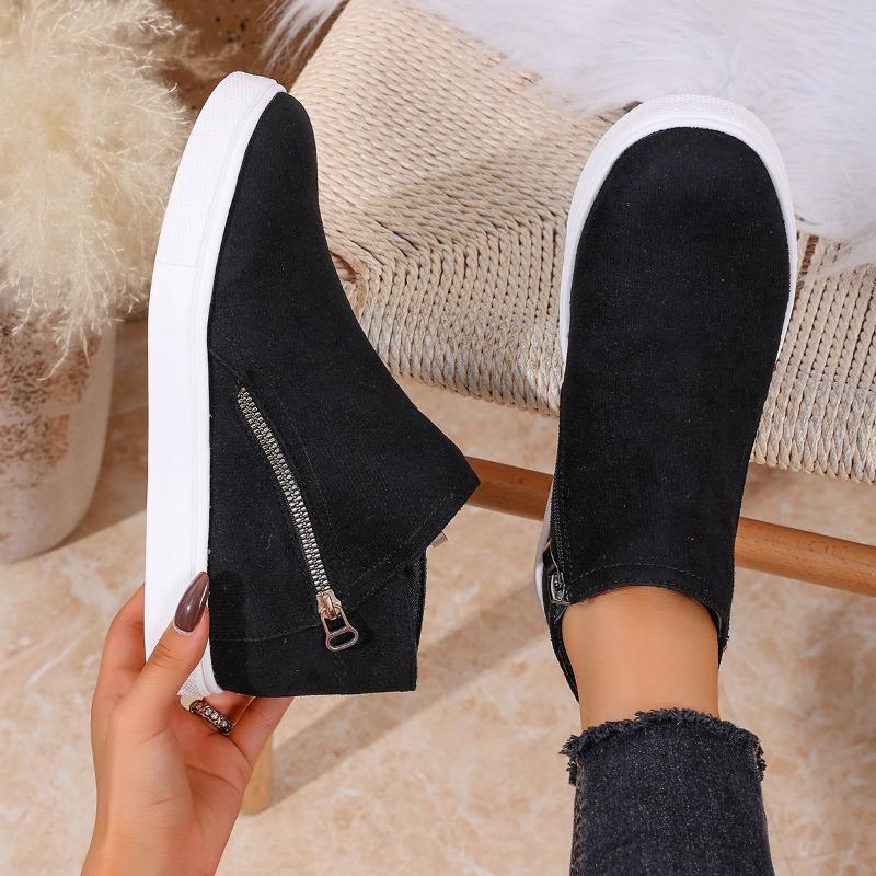 Side Zipper Platform Boots 2025 Winter New Plus Size Round Toe Ankle Boots for Women