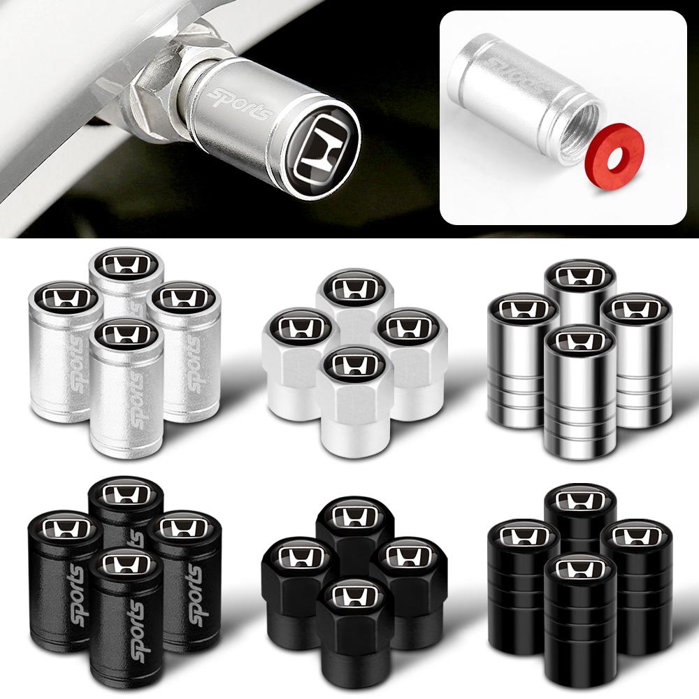 4Pcs Metal Car Badge Wheel Tire Valve Caps For Honda Civic XR-V HR-V City Accord Odyssey Spirior Jazz