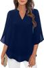 Women's Petal Sleeve Top Loose V-Neck Chiffon Shirt