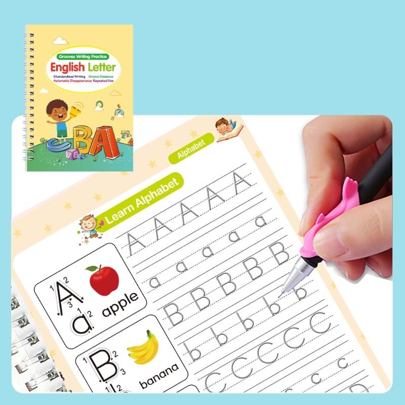 4 Stück Magisches gerilltes Schreibübungsheft Kalligrafie-Übungsbuch Für Vorschulkinder Schreibfähigkeiten Üben