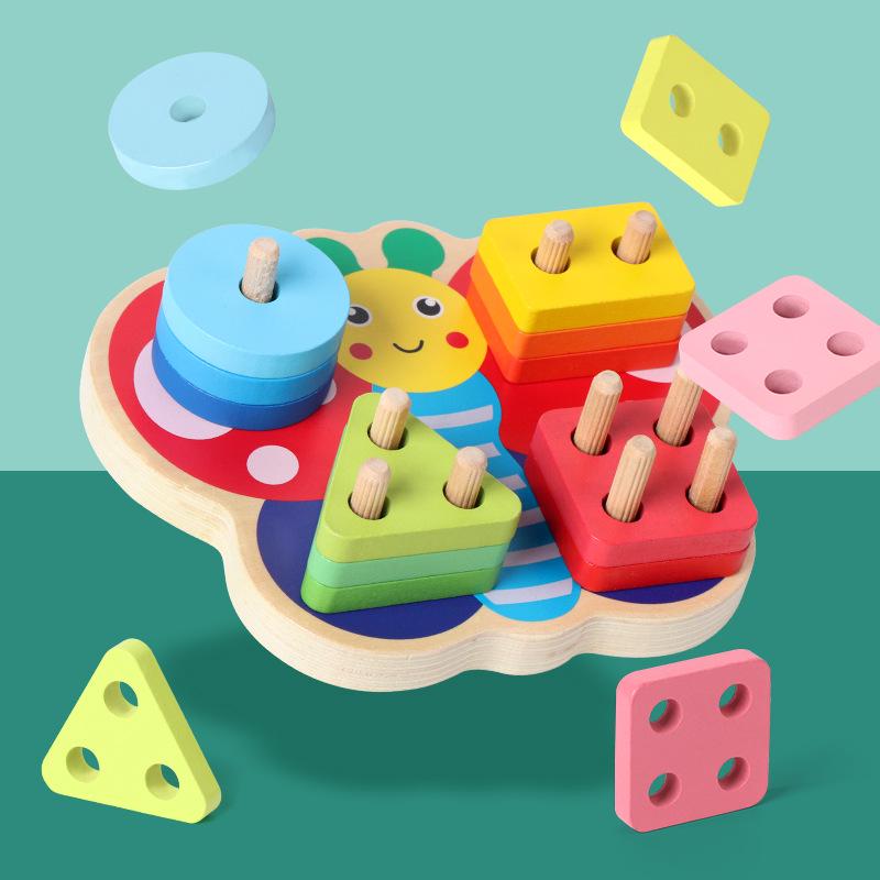 

Montessori Wooden Butterfly Shape Stacking Rings Puzzle Toy for Early Education