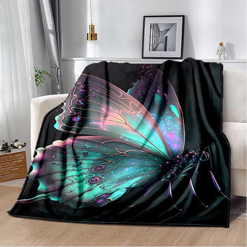 HD Fantasy Butterfly Flower Cartoon Blanket,Soft Throw Blanket for Home Bedroom Bed Sofa Picnic Travel Office Cover Blanket Kids