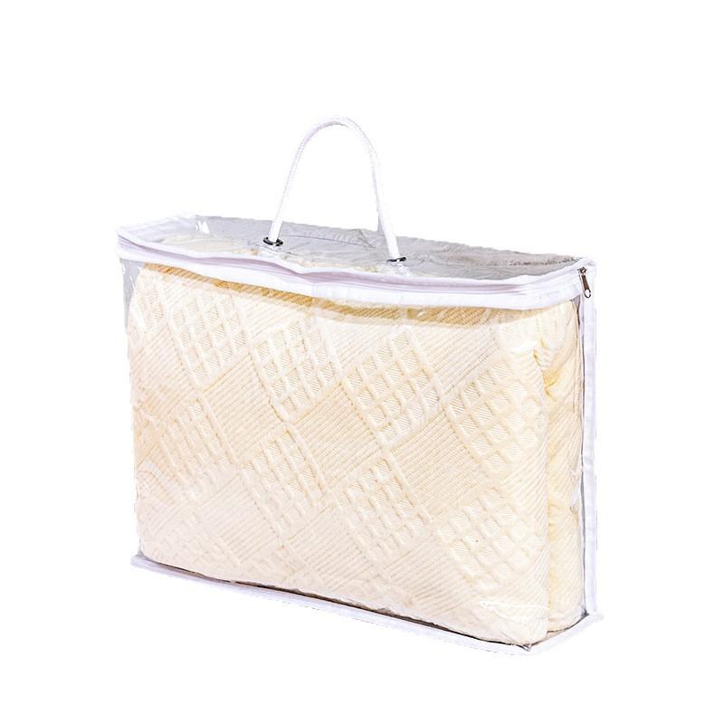 Small Clear PVC Zipper Storage Bag with Handle, Household Bedding/Blanket/Pillow Core Packaging Pouch