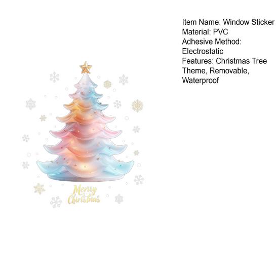 Christmas Colorful Tree Window Cling Removable Waterproof PVC Winter Merry Christmas Static Glass Sticker Holiday Party Decoration Decal