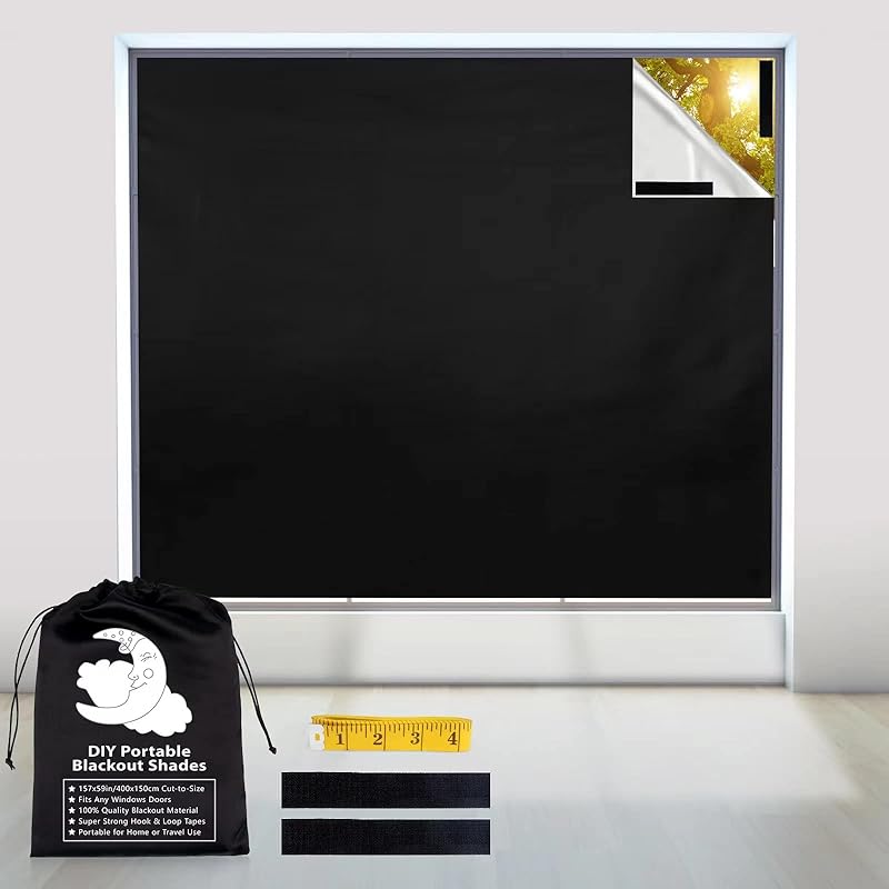 Блэкаут шторы, Портативная оконная штора-тень 100% затемняющая комнатная штора, блокирующая свет, для спальни, гостиной - Черный и серебристый 57 W x 118 H