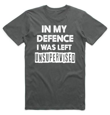 Zu meiner Verteidigung ich wurde unbeaufsichtigt gelassen Herren T-Shirt Lustiger Slogan Geburtstags-Top T-Shirt