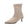 [Ushilai] Rear Zipper Stiletto Temperament Short Boots Women's Autumn 2025 New Pointed Fashion Thin Boots