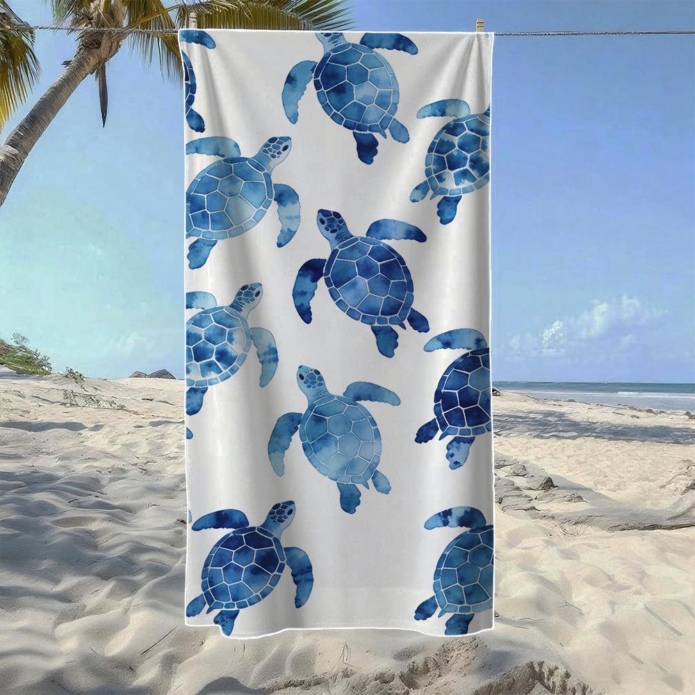 

Watercolor & Tropical Sea Turtle Beach Towel, Soft Quick-Drying, Perfect For Portable Outdoor Travel, Camping And Summer Beach W30*H60(CM)