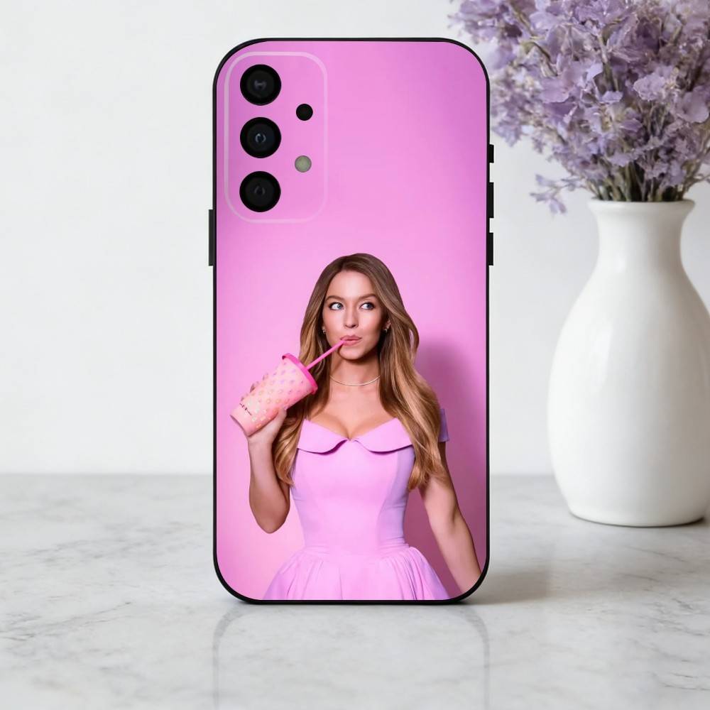 Stunning S-Sydney S-Sweeney Attore Custodia per Telefono Per Samsung Galaxy A73,A72,A71,A70,A53,A52,A51,Cover Nera in Morbido Silicone