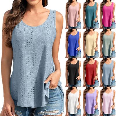 Women's Fashionable Round Neck Sleeveless Solid Color Suspender Casual Top