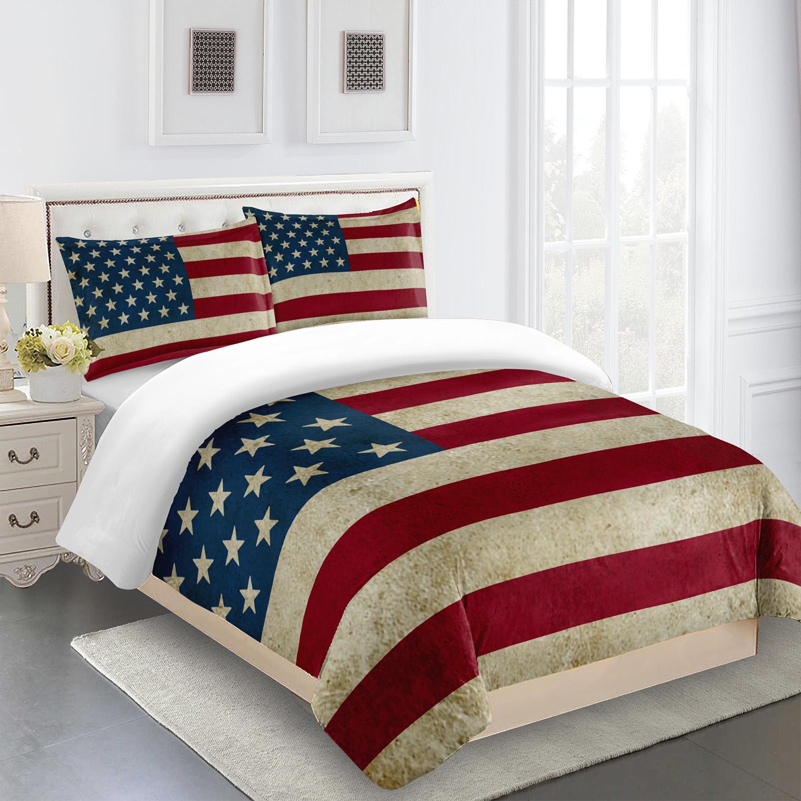 

American Flag Comforter Cover for Boys Kids Teens American Flag Pattern Bedding Set with 1 Quilt Cover ,1or 2 Pillowcases Twin&Sham