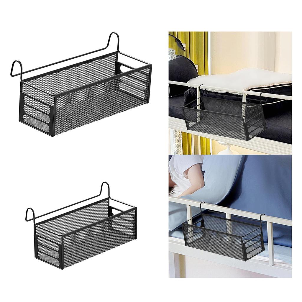 Bedside Hanging Storage Basket Shelf Organizer Rack for Dorm Bed & Bunk