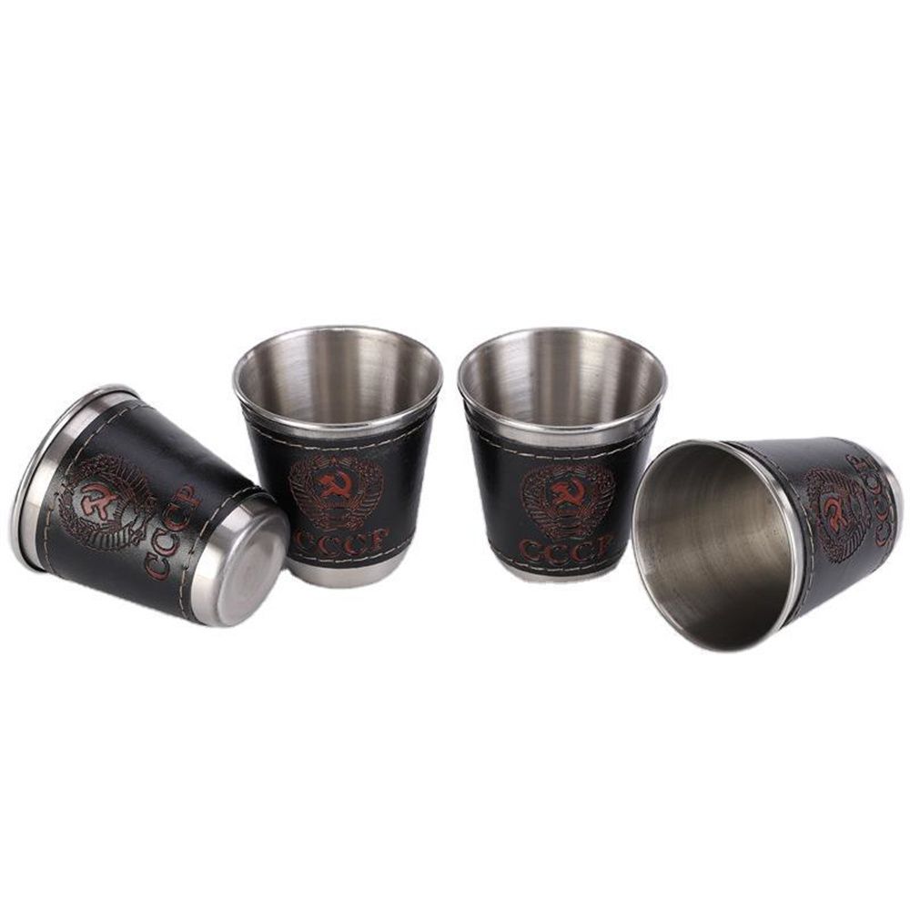 Leather Cover Bag Water Mugs Beach Hiking Stainless Steel Cup Wine Beer Cup Camping Cup Travel Cups