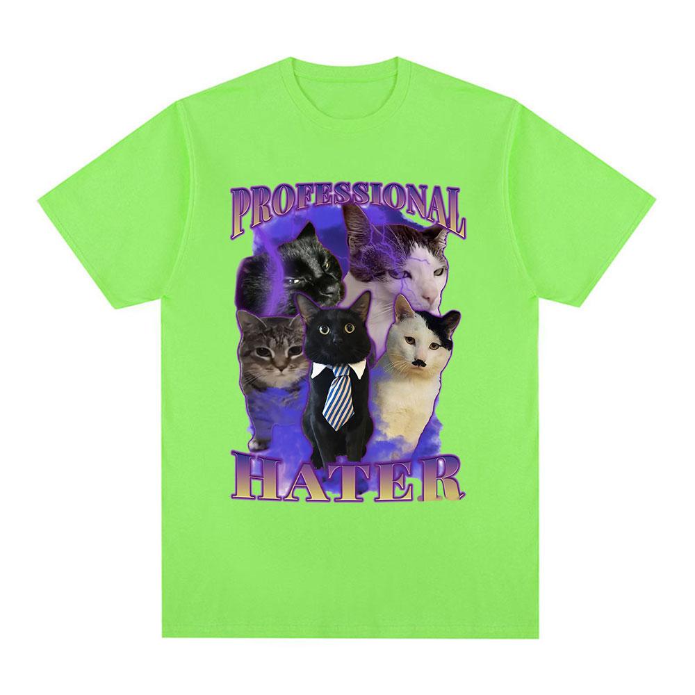 

Профессиональный Хейтер Забавный Мем с Котом Графические Футболки Унисекс Модная Футболка Летняя Парная Повседневная Хлопковая Футболка Оверсайз Одежда 4XL