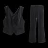Fashion Style 2024 Spring New Arrival Women's Back Cross Detail Vest High Waist Flared Pants 7102022