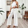 1116 Europe, America, New Neck-hanging Sleeveless Short Top Wide-leg Pants Set, Women's Casual Two-piece Set