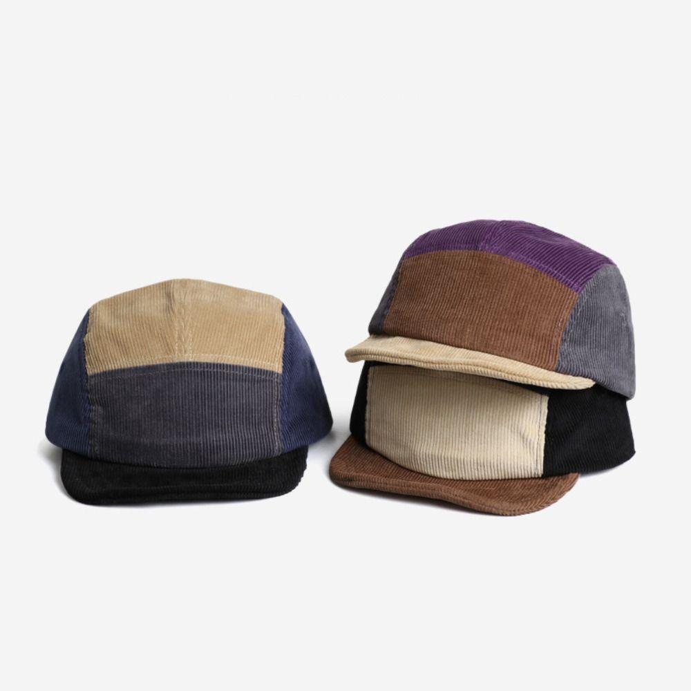 Color Matching Five-panel Sun Hat Short Brim Flat Edge Hat Baseball Cap For Autumn and Winter
