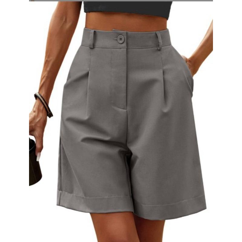 Women Casual Elastic Waist Wide Pants Summer New Shorts with Pockets