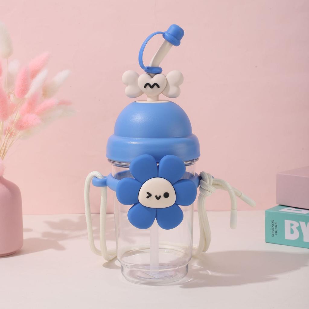Portable Straw Water Bottle Cute Straw Cup Ice Tumbler for Women Girls Large Capacity Plastic Cup Ins Style Milk Tea Coffee Mug