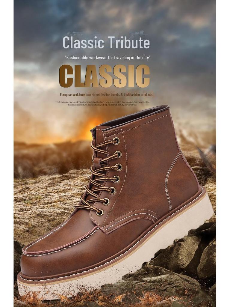 2024 Herren Echtleder High-Top Martin Boots – Winter Retro Motorrad- & Arbeitsstil