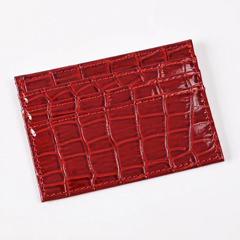 Women's Thin Business Credit Card Case Bag Student Id Bus Card Cover Purse Crocodile Pattern Card Holder Wallet Pu Leather