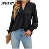 JPNTKY Women's Fashion Casual Long Sleeve V-Neck Blouses & Shirts