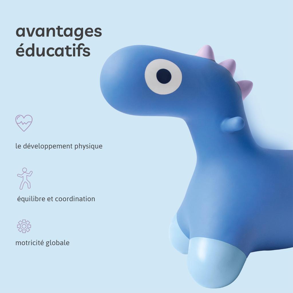 Quut Süßer Hoppi Dino Kosmisch Blau Dinosaurier Indoor Balance Plüsch Alter Baby Kindergarten Eingang Zuhause Spielen Mitfahrspielzeug, Spielset, Ball, Spielzeug, 2, 3, 4,