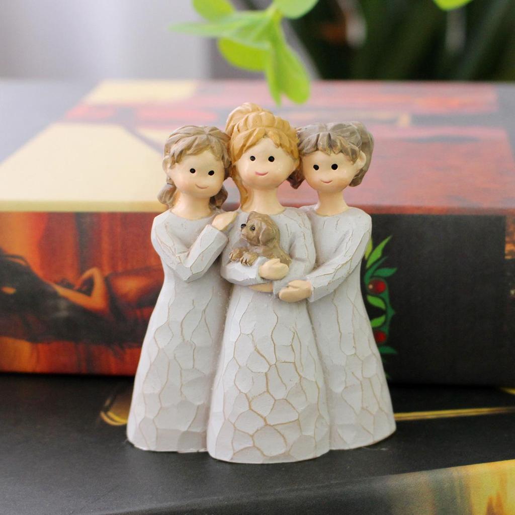 Creative Three Girls Resin Figurine for Desktop & Home Decor - Thanksgiving & Christmas Ornament