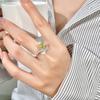 925 Sterling Silver Bowknot Crystal Ring, Adjustable Open Band with Natural Gemstone, Elegant Luxury Women's Jewelry, Perfect Gift