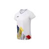 Li Ning Badminton Series Color Block Breathable Quick-Dry Competition Short Sleeve T-Shirt Women Tops Standard-White AAYR374-1