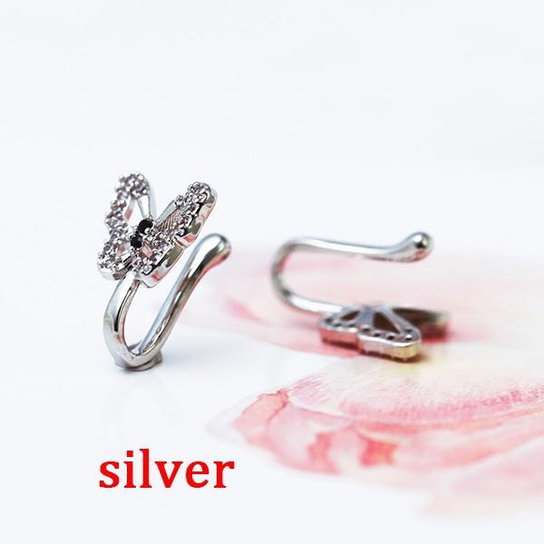 

1 шт. Хрустальный бриллиант Имитация пирсинга Кольцо для носа Бабочка Клипса без пирсинга Кольцо для носа Зажимы для ушей Кафф Боди-украшение 1pc серебряный