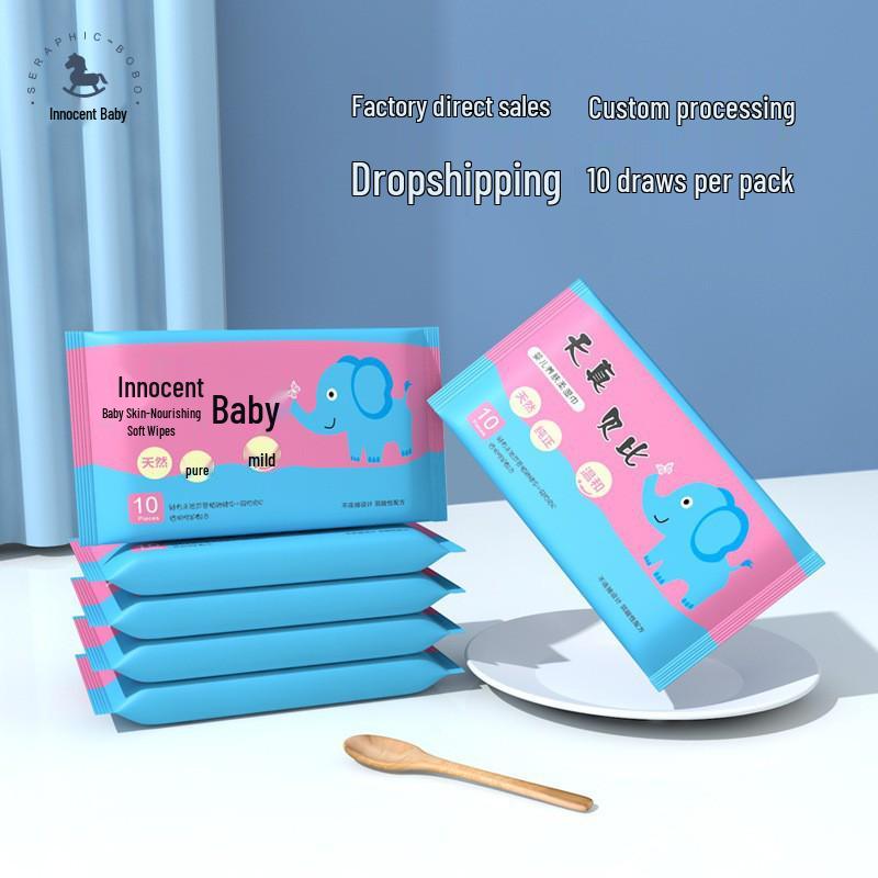 80-Count Portable Baby Hand & Mouth Wipes - Pure Water, Disposable, Household Cleaning