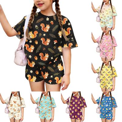Kids Casual Short Sleeve Top and Shorts Set Animal Print Comfortable Lightweight Summer Outfit for Boys and Girls Soft Fabric