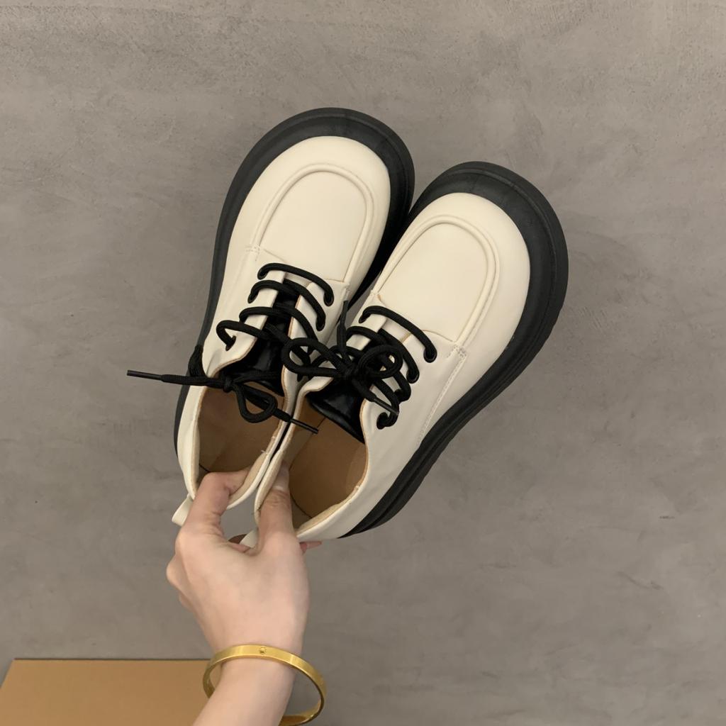 Retro British style small leather shoes women's summer 2025 spring new round head versatile black platform loafer single shoes