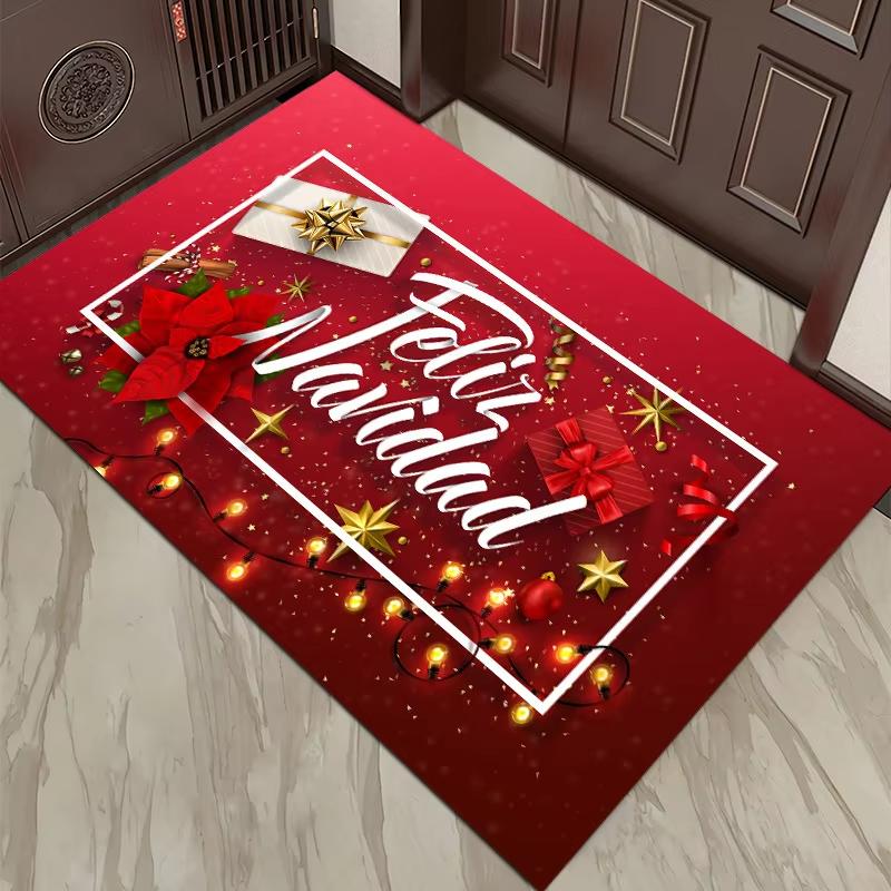 Christmas Santa Snowman Reindeer Pattern Door Mat Festive NonSlip Rug For Front Door Entryway Christmas Party Decor Festival