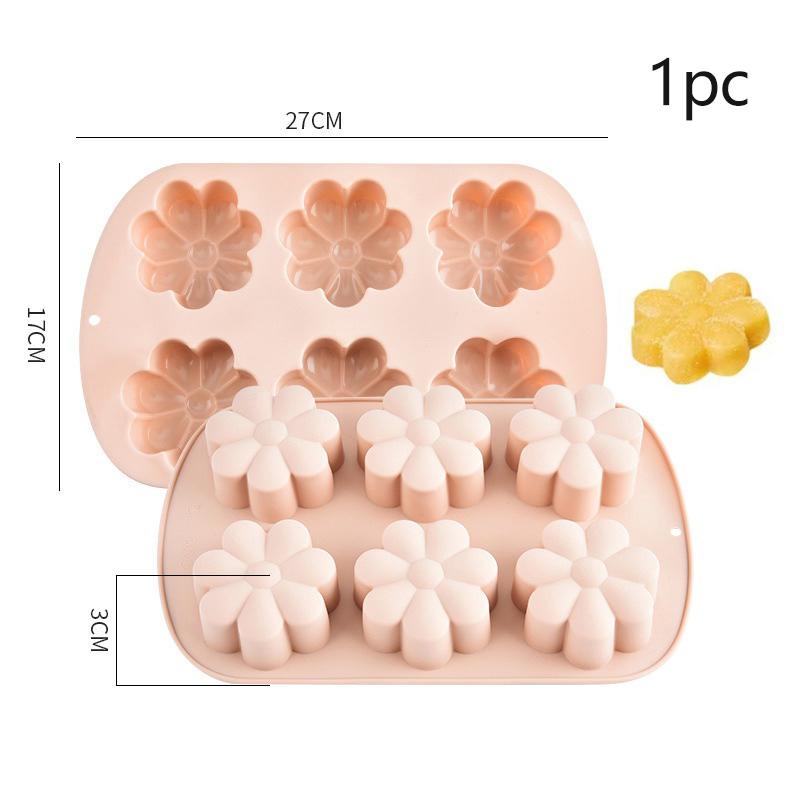 6-Hole Silicone Cake Mold, Heart-Shaped Silicone Mold, Diy Cake And Chocolate Baking Tool, Ice Cube Mold.