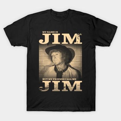 Asian Size Men Print T-shirt My Name Is Jim No-Cut Heat Transfer Print Cotton Tshirt