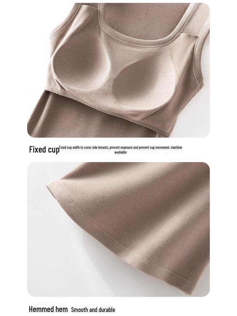 Women's Autumn/Winter Velvet Striped Vest with Chest Pad – Silk Protein, Warm, Versatile for Layering.