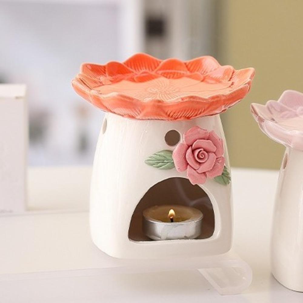 Ceramic Flower Aromatherapy Stove Heat Resistant Heating Incense Device Candle Stove  Yoga Room
