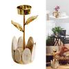 Decorative Wood Tealight Candle Holder Elegant Metal Flower Shape Potted Plant Candle Stand Candlesticks Home Decors