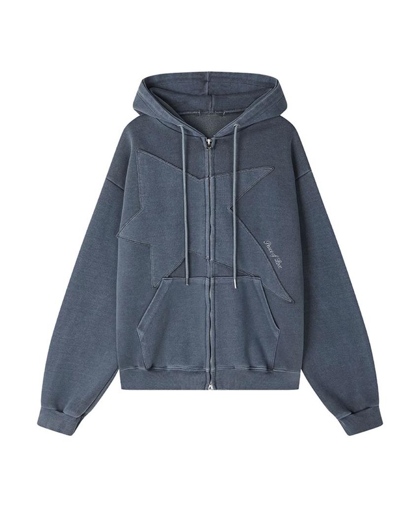 Pol Star Pigment Zip-Up Hoodie_Blue