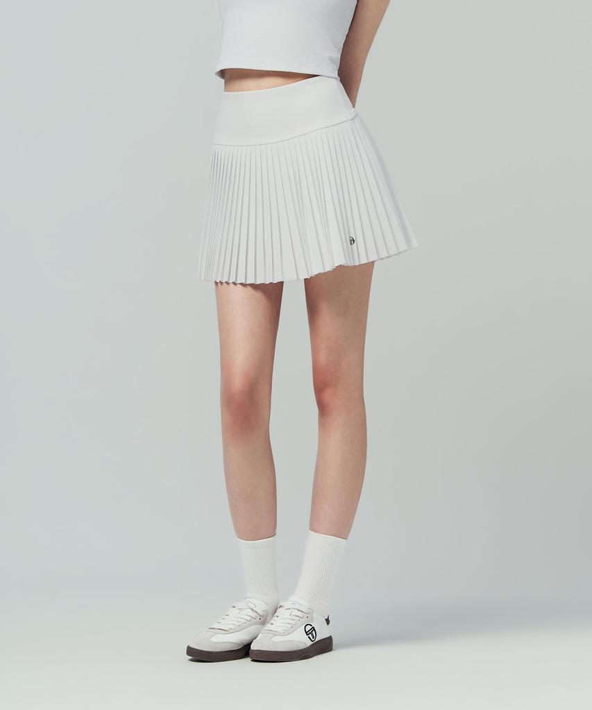 SERGIO TACCHINI W High-Waisted Woven Pleated Skirt (White)