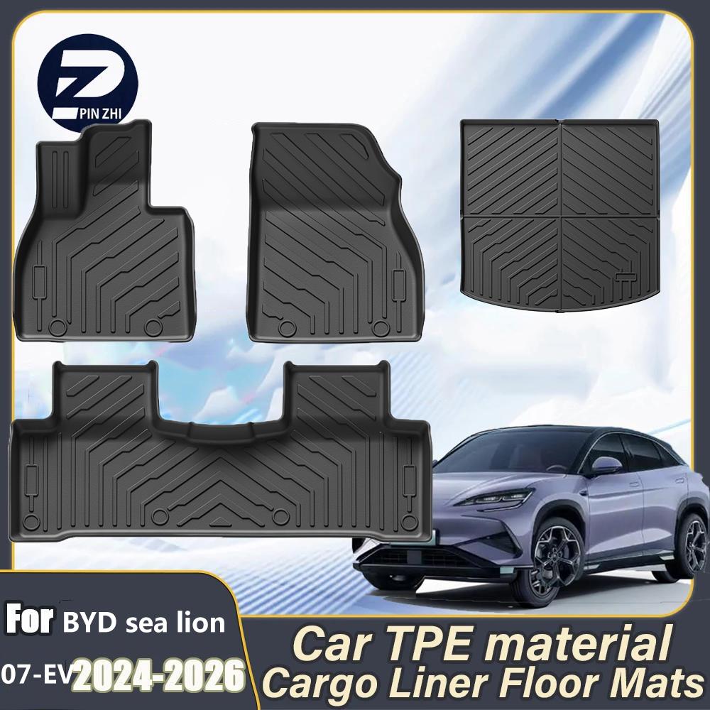 TPE Full Coverage Car Floor Mats Fit BYD Sealion 7 2024-2026 Waterproof Anti-slip Custom Auto Foot Liners EV Interior Protector
