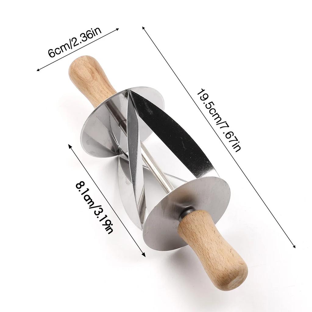 Stainless Steel Rolling Cutter for Making Croissant Bread Wheel Dough Pastry Knife Wooden Handle Baking Kitchen Knife