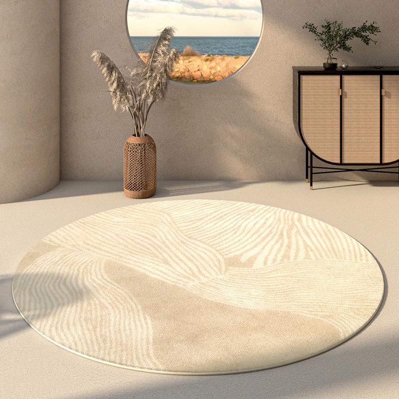 Round Faux Cashmere Wabi-Sabi Rug for Living Room, Bedroom, or Office