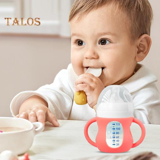 Babyflaschenhülle für Philips 4/8oz Glas, Silikon-Griffe mit einfachem Griff zum Schutz vor Stürzen, reduziert den Plastikkontakt, Babyflaschenabdeckung