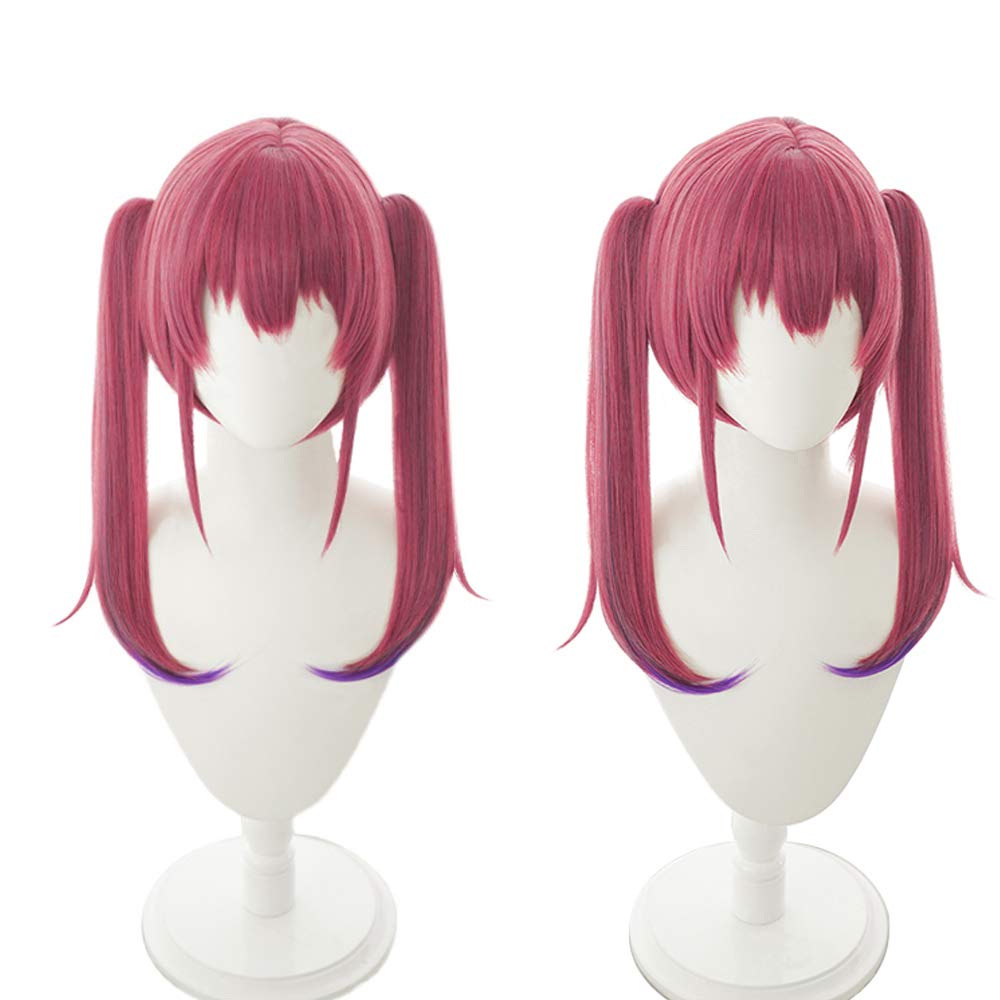 cosplay with twin tails and Perfect for parties and Includes 3 bonus a dedicated and a memo Heat-resistant wig, "Second Castle," red, buns. disguises.