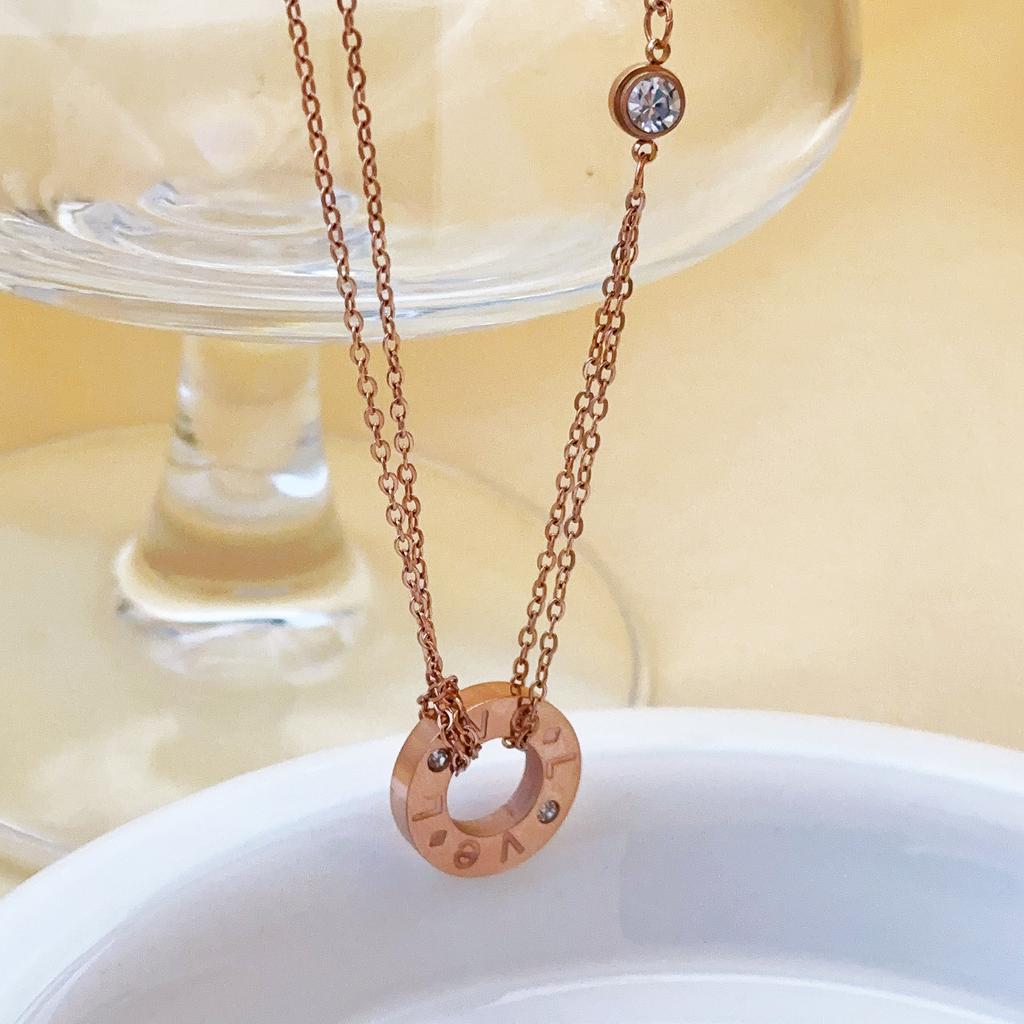 Roestvrij Staal Elegante Dubbele Laag Liefdesslot Bottenketting Damesketting Lichte Luxe Veelzijdige Modieuze Ketting Nieuw