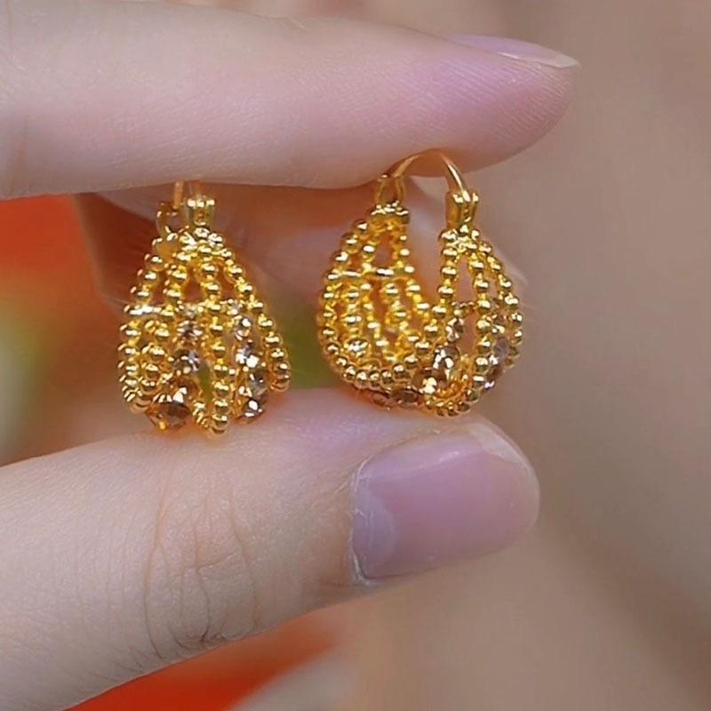 Female Niche Temperament Unique Hollow Flower Basket Earrings