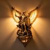 Luminária de Parede Arcanjo Miguel Resina Vintage LED Arandela Gótico Medieval Anjo Guardião Arte de Parede Decorativa para Quarto Sala de Estar Corredor